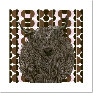 Brown Highland cow Posters and Art